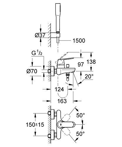 Grohe Eurosmart Cosmopolitan Mitigeur De Bain  32832000, Chrome, Avec Douche
