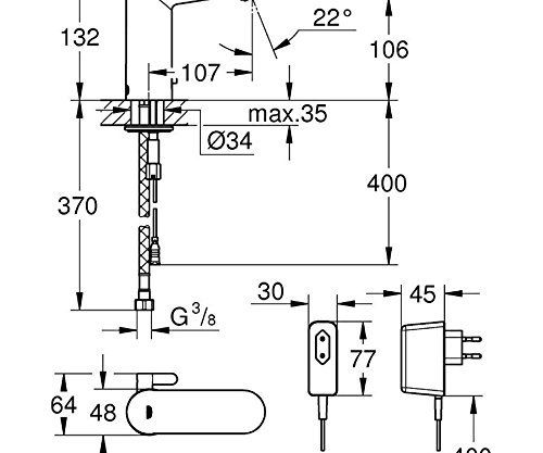 Eurosmart Ce Grohe 36325001 Electronique Infrarouge, Chrome, Transformateur, Avec Melange