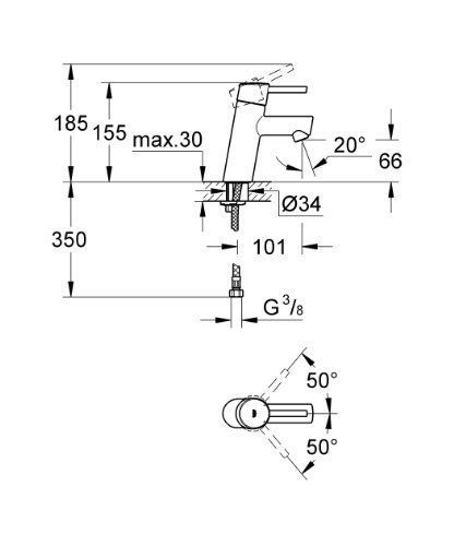 Concetto Mitigeur monocommande 1/2  Lavabo Taille S 3224010E