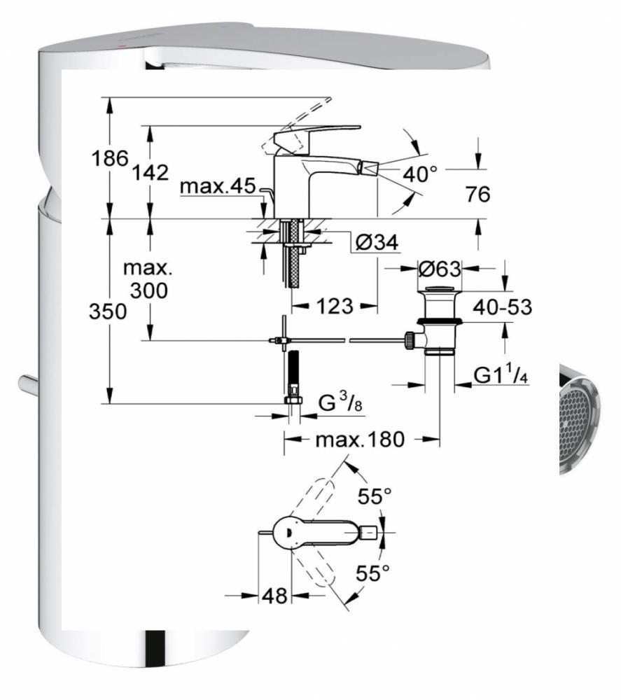 Eurostyle Cosmopolitan Grohe 33565002 Chrome, Avec Vidage