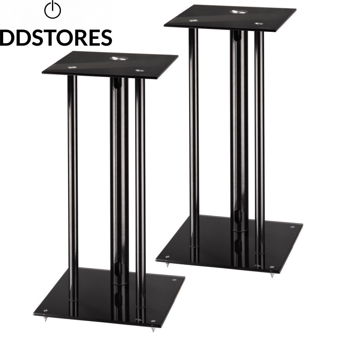 Hama 00049813 - Supports Denceinte Next - Cache-cable - 2 Supports Pour Grandes Enceintes - Pied Et Plaque-support En Verre Noir