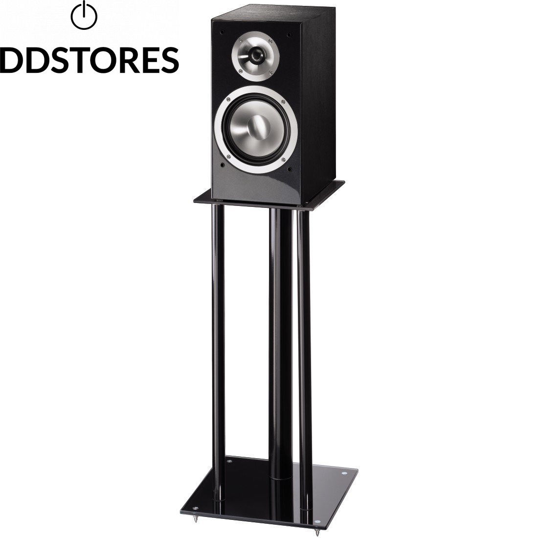 Hama 00049813 - Supports Denceinte Next - Cache-cable - 2 Supports Pour Grandes Enceintes - Pied Et Plaque-support En Verre Noir