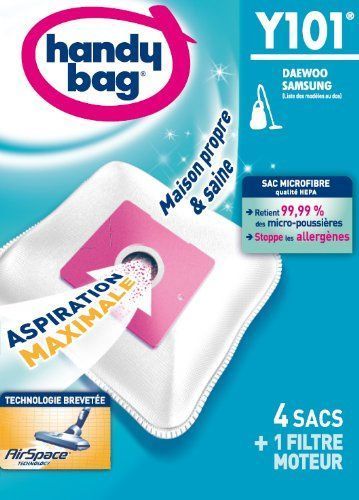 Sacs Aspirateurs Handy Bag® Y101® Daewoo Samsung 4 Sacs 1 Filtre Sortie Dair A Decouper