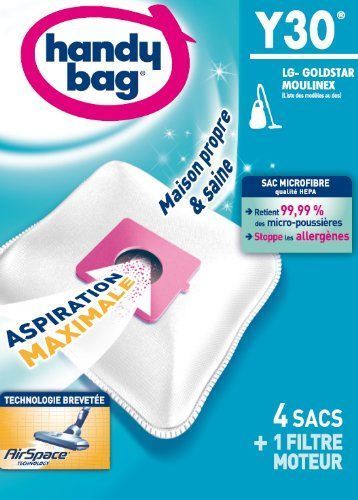Lot De 4 Sacs Aspirateur Non Tisse Y30 - Handy Bag - Pour Lg - Haute Filtration