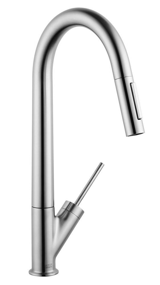 Axor Starck Mitigeur evier aspect acier avec douchette extractible