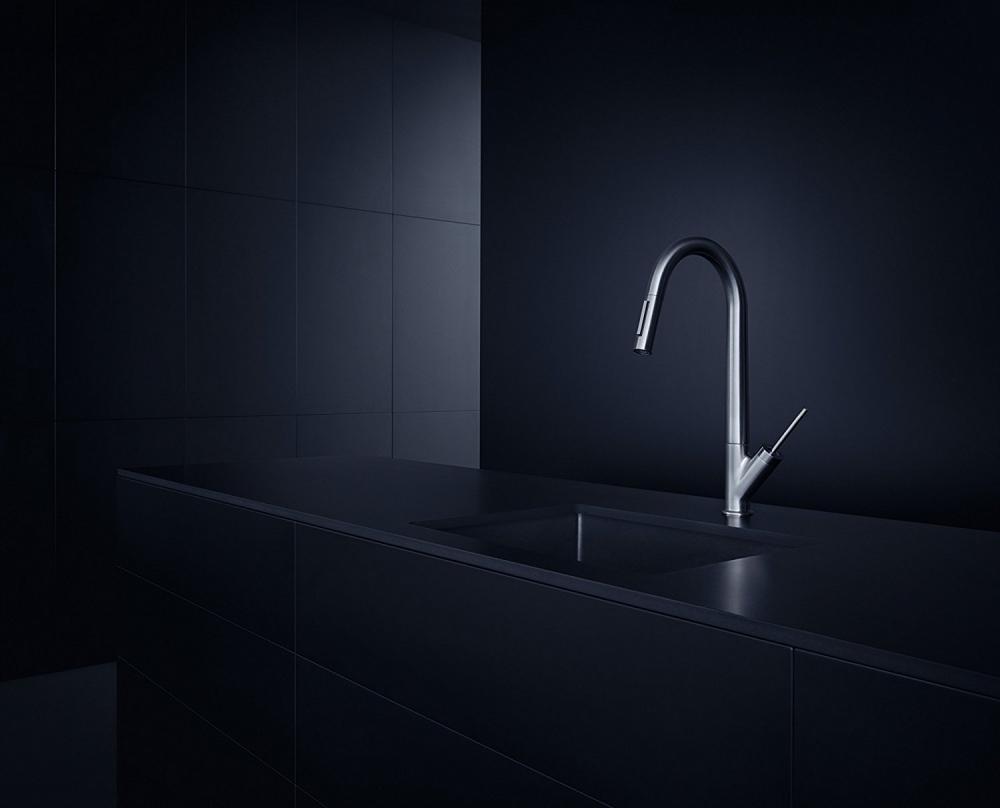 Hansgrohe Mitigeur D' Axor Starck 10821800 Avec Douchette Extensible, Inox Optique