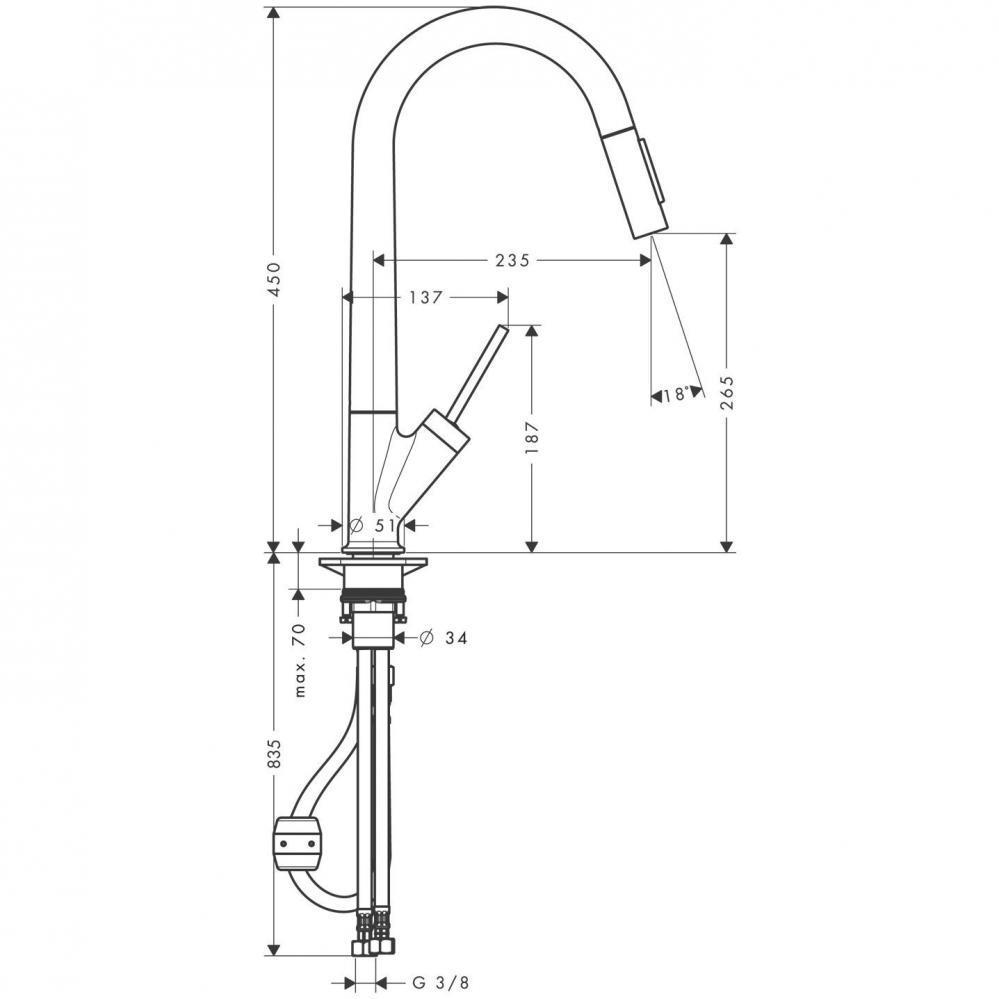 Hansgrohe Mitigeur D' Axor Starck 10821800 Avec Douchette Extensible, Inox Optique