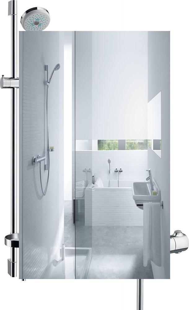 Hansgrohe 27085000 Ensemble De Douche Combi Colonne Croma 100 + Mitigeur Thermostatique Multi Ecostat 1001 Sl