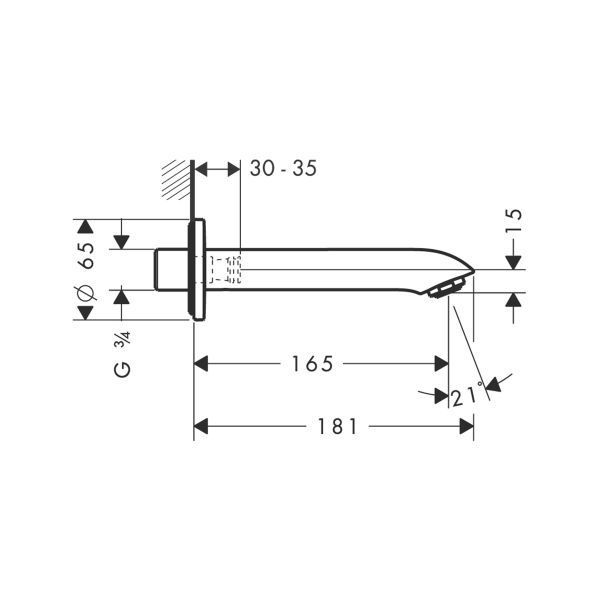 Hansgrohe Metris Remplisseur Metris 31494000 Dn 20 Saillie 165 Mm Chrome