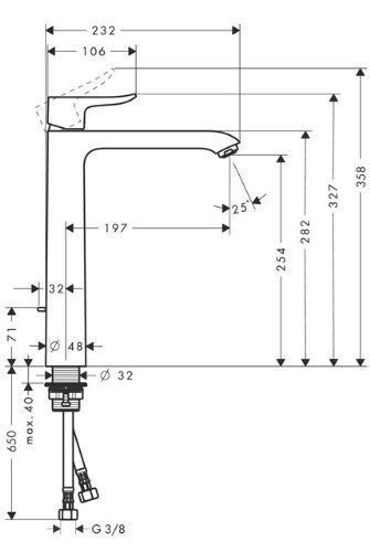 Metris 260 Mitigeur sureleve pour vasque libre chrome HANSGROHE
