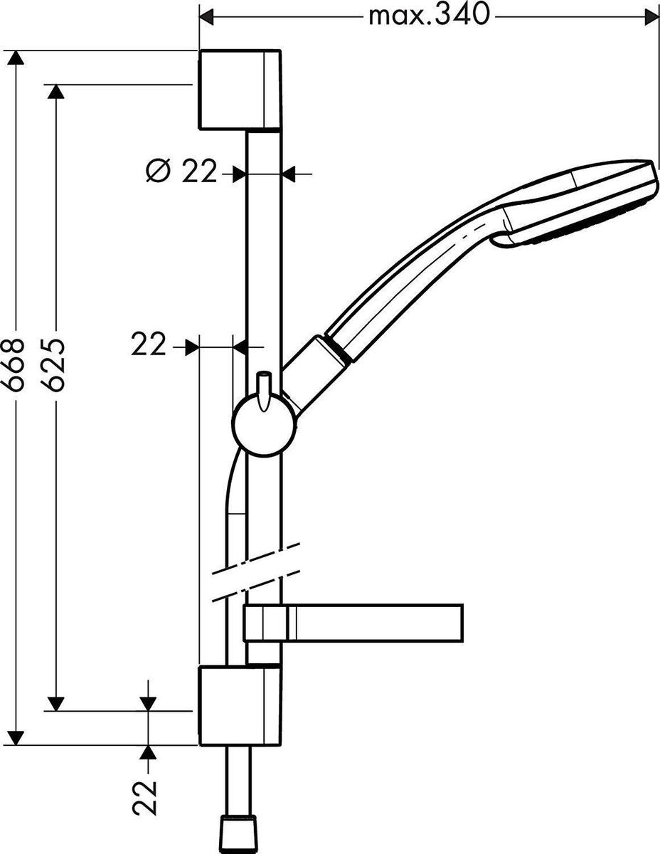 Hansgrohe Croma 100 Multi 3jet Set De Douche 27775000 Chrome , Avec Barre De Douche 65 Cm Unica C