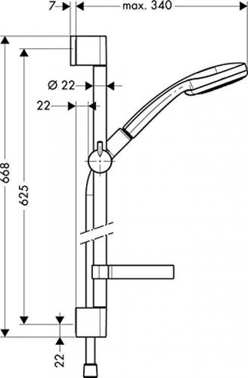 Hansgrohe Croma 100 Multi 3jet Set De Douche 27775000 Chrome , Avec Barre De Douche 65 Cm Unica C