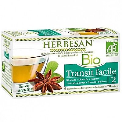 Herbesan Bio Infusion Transit Facile Saveur Menthe N°2 20 Sachets