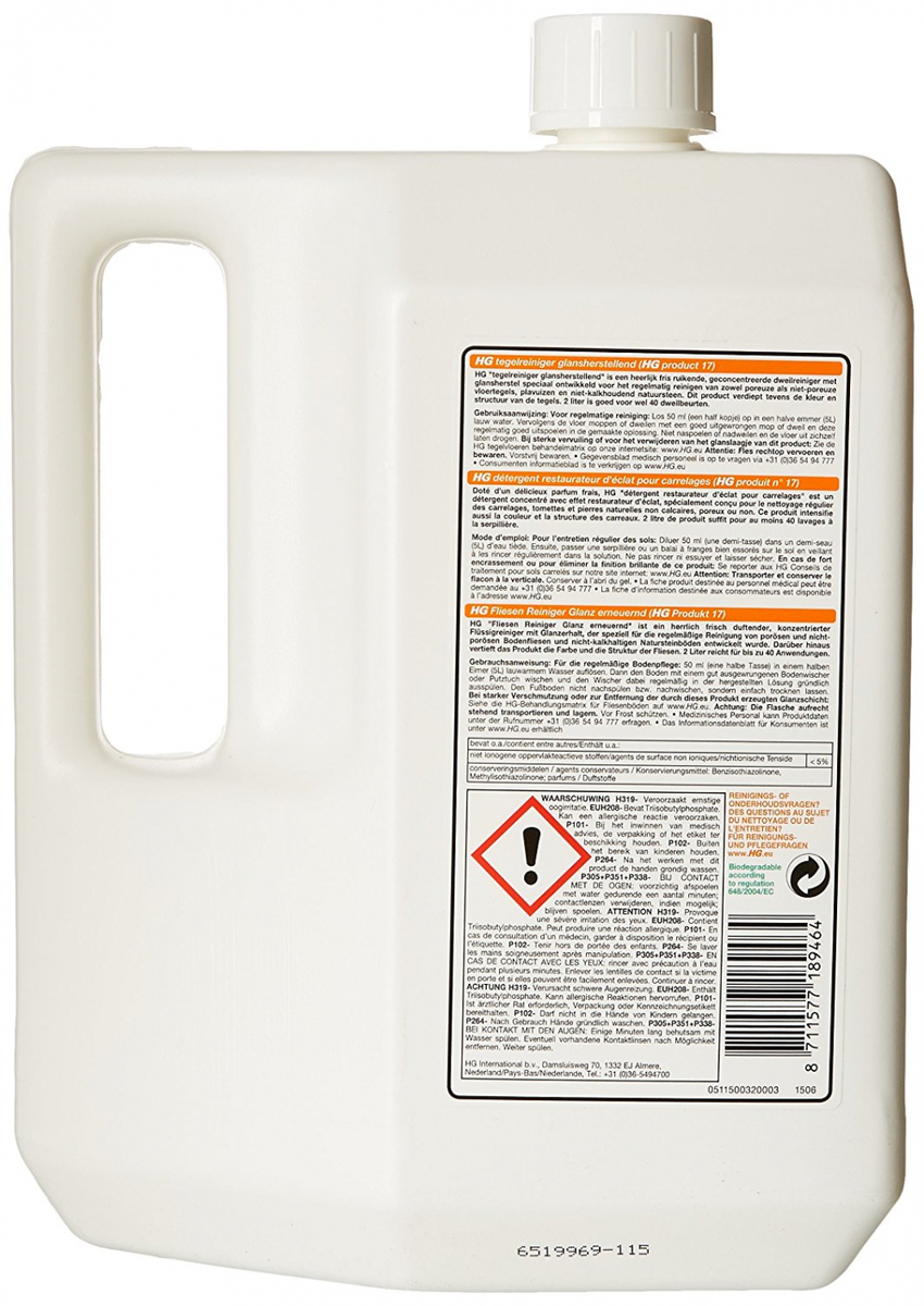HG Nettoyant Detergent Brillance pour Sols Carreles 2 L