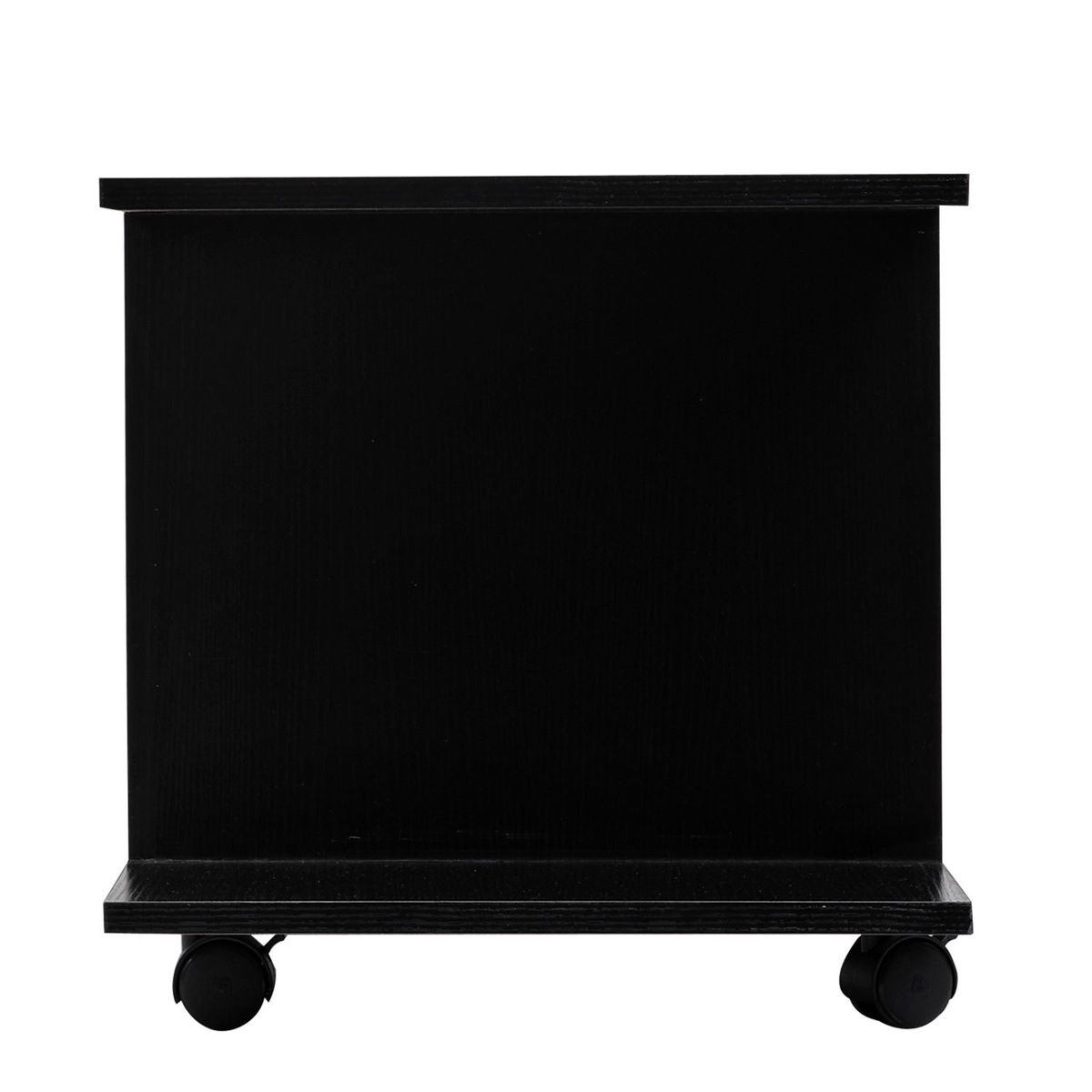 Meuble Tv Homcom Table Basse A Roulettes En Panneaux De Particules Noir Contemporain Aspect Bois