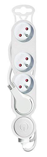 Bloc Home 4 prises 16A 2P+T avec interrupteur Blanc - cable HO5VV-F 3G1 1,5m - 