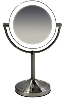 Miroir A Double Face Homedics Beauty Spa Avec Del Gradable - Eclairage Application Maquillage + Coiffage, Grossissement Normal / 7x