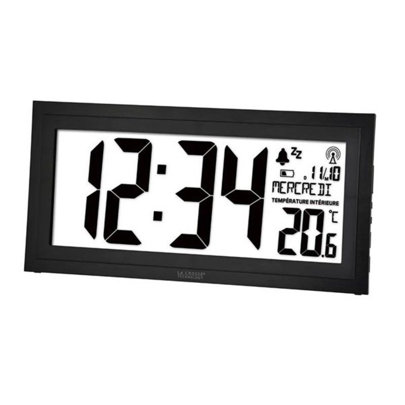 Horloge dcf murale avec calendrier humidite temperature et alarme