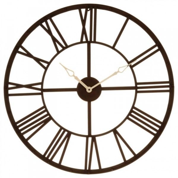 Horloge murale en metal marron style industriel - 70 cm