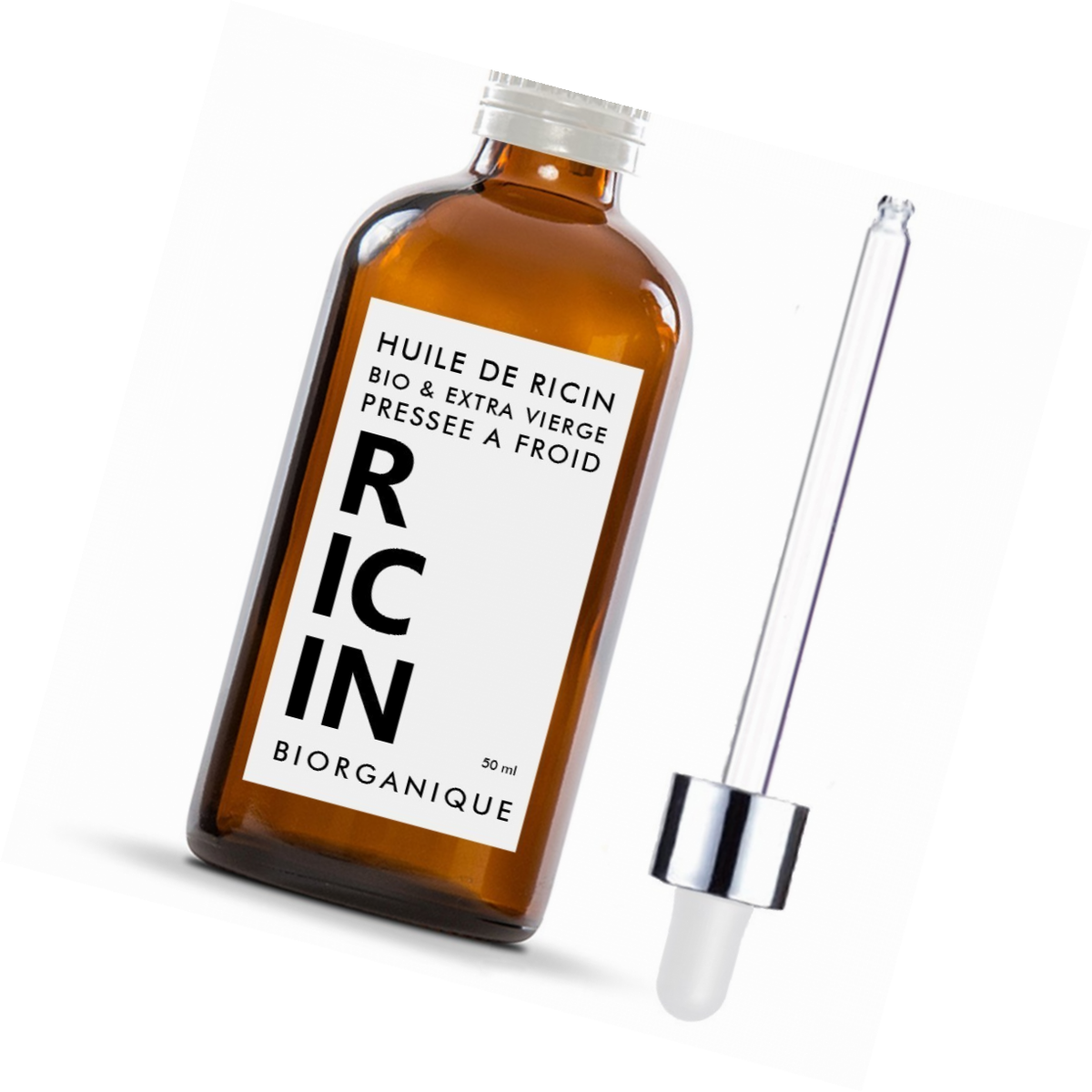 Huile de Ricin 100 Bio Pure et Naturelle 50 ml Soin pour Cheveux Cils On