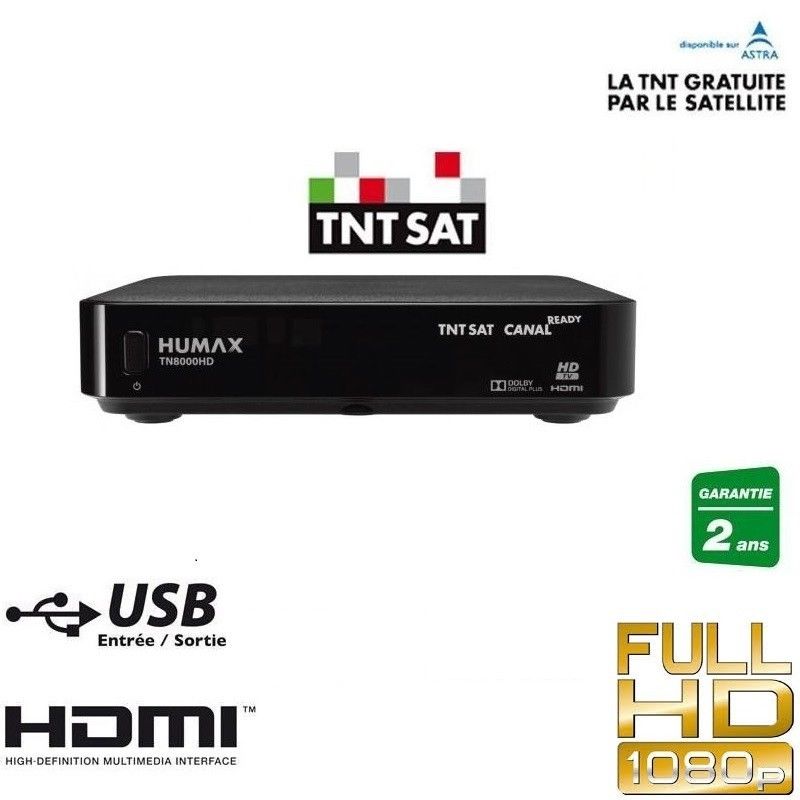 Recepteur Satellite Tntsat Hd Humax Tn8000hd Noir 16 Cm X 133 Cm X 34 Cm Usb 20