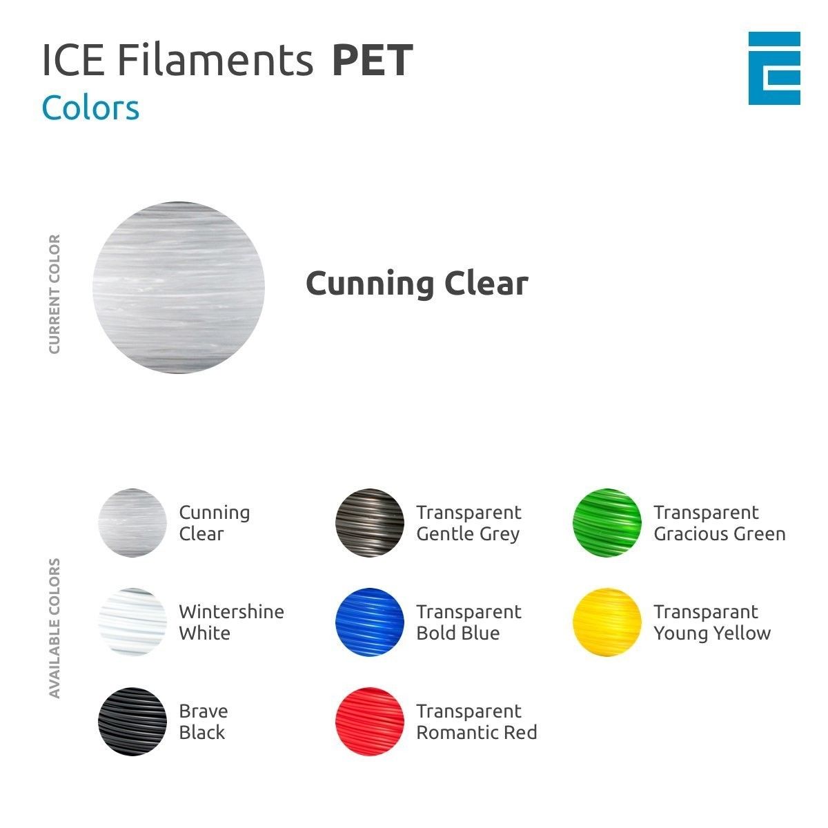 ICE FILAMENTS ICEFIL1PET152 PET Filament 175 mm 075 kg Cunning Clear NEUF