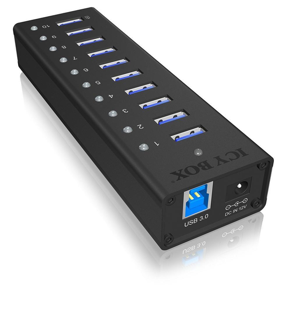 Hub Icy Box 10 ports USB 3.0 avec Alimentation - IB-AC6110