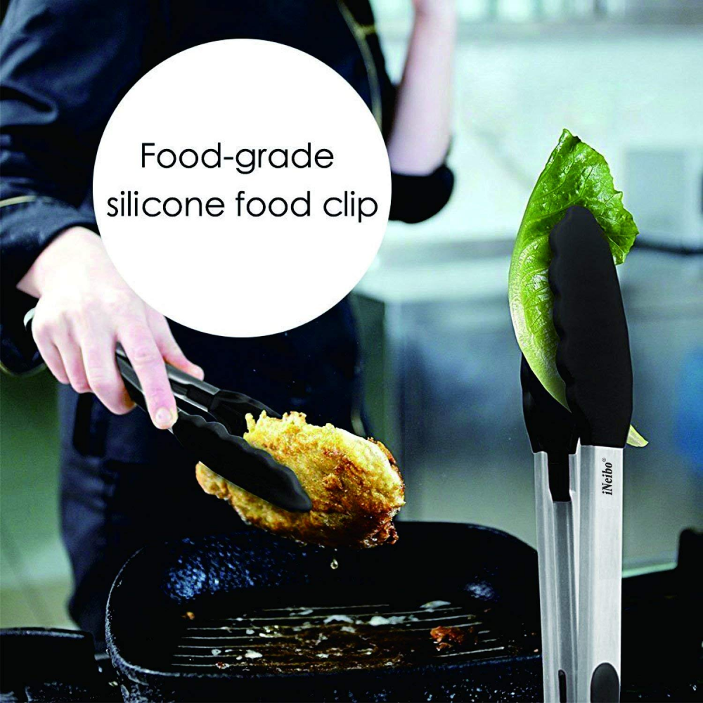Ineibo 2pcs Pinces Cuisine Professionnel En Acier Inoxydable Et Silicone Aliment