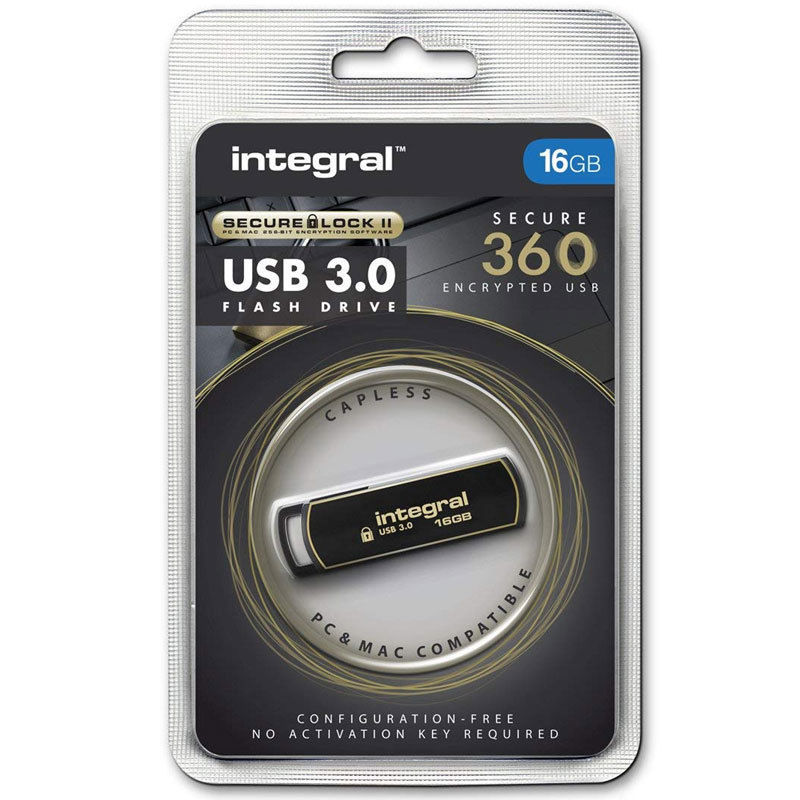 Cle Usb Integral Secure 360 - 16 Go - Usb 3.0 - Noir