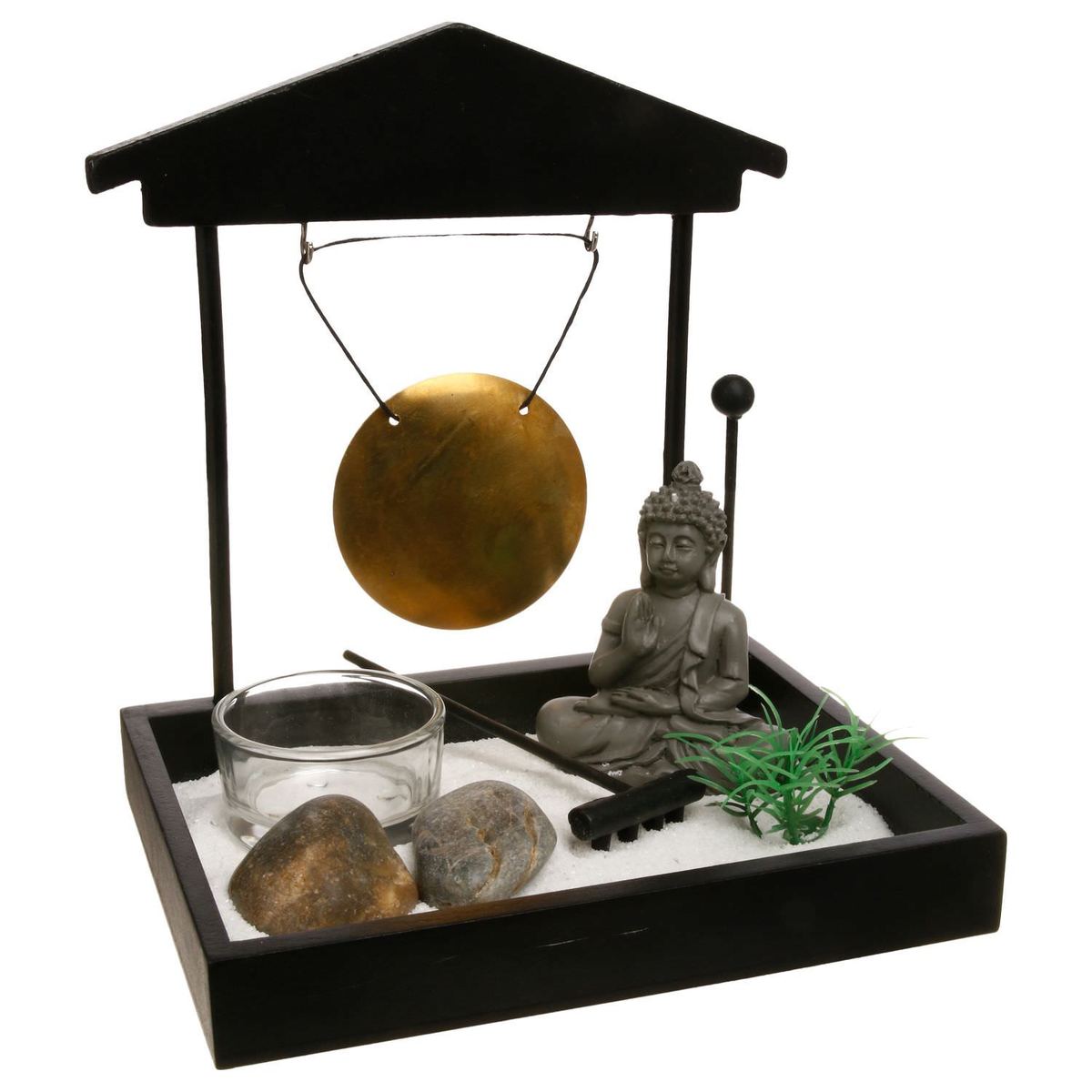 Jardin Zen Avec Gong Devika 15x12cm Bois - Atmosphera Createur Dinterieur