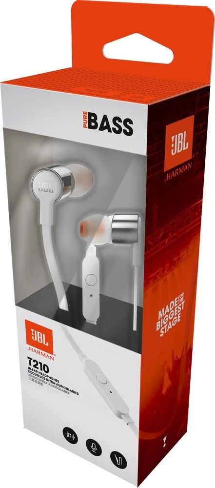 Jbl T210gry Ecouteurs Bluetooth Intra Auriculaire Filaire Pure Bass Gris