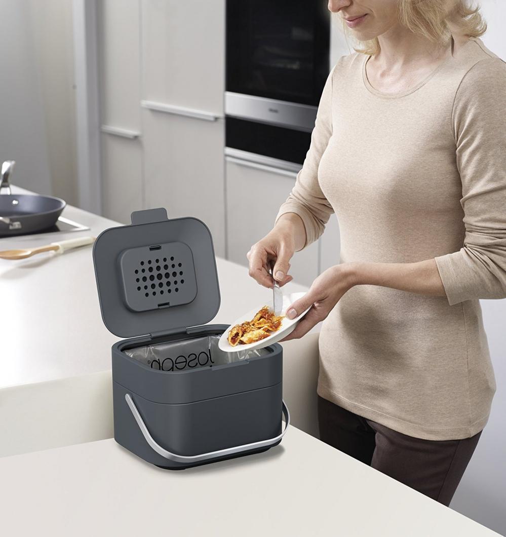 Bac A Compost - Joseph Joseph 30016 - Plastique Anthracite - 4 L - Design Innovant Avec Ventilation