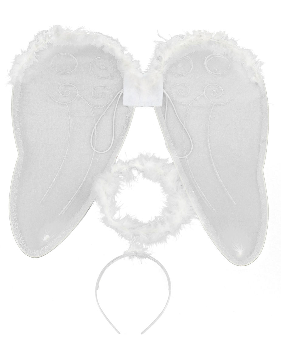 Kit ange blanc avec ailes et aureole adulte Taille Unique