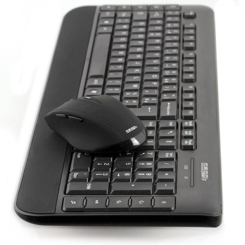 Kit Clavier + Souris Sans Fil Usb - Pearl - Azerty - Couleur Noire - Transmission 24 Ghz - Interface Usb