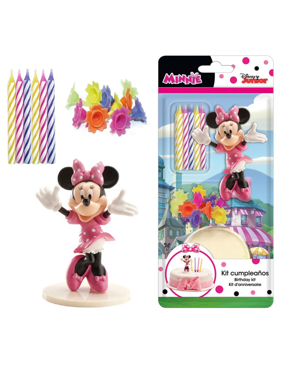 Kit decoration et bougies d'anniversaire Minnie Taille Unique