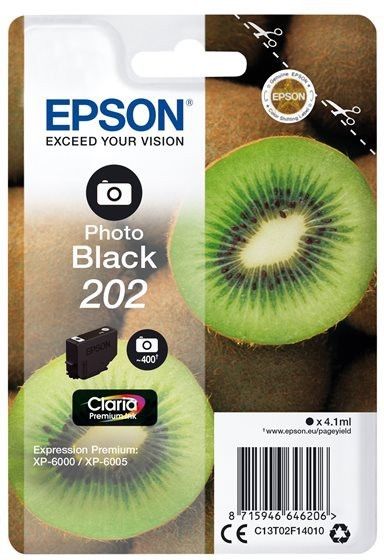 Epson D'origine Epson 202 / C 13 T 02F14010 cartouche d'encre photonoir, 400 pages, 2,72 centimes par page, contenu: 4 ml