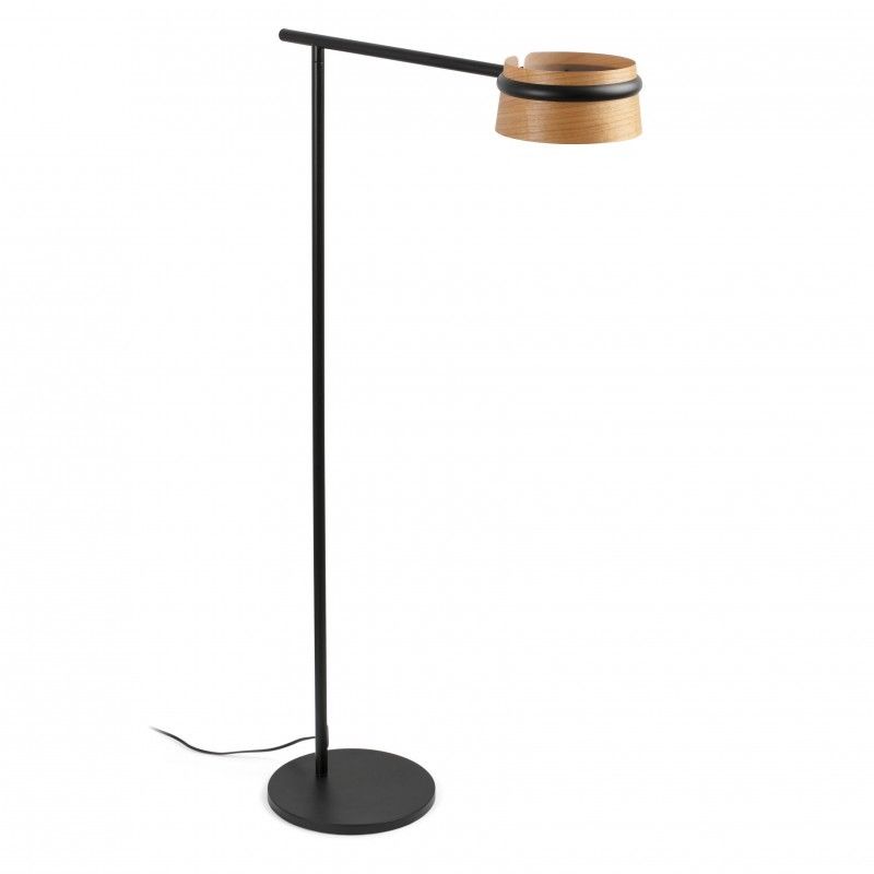 Lampadaire En Bois Et Metal Noir Loop - Faro Barcelona