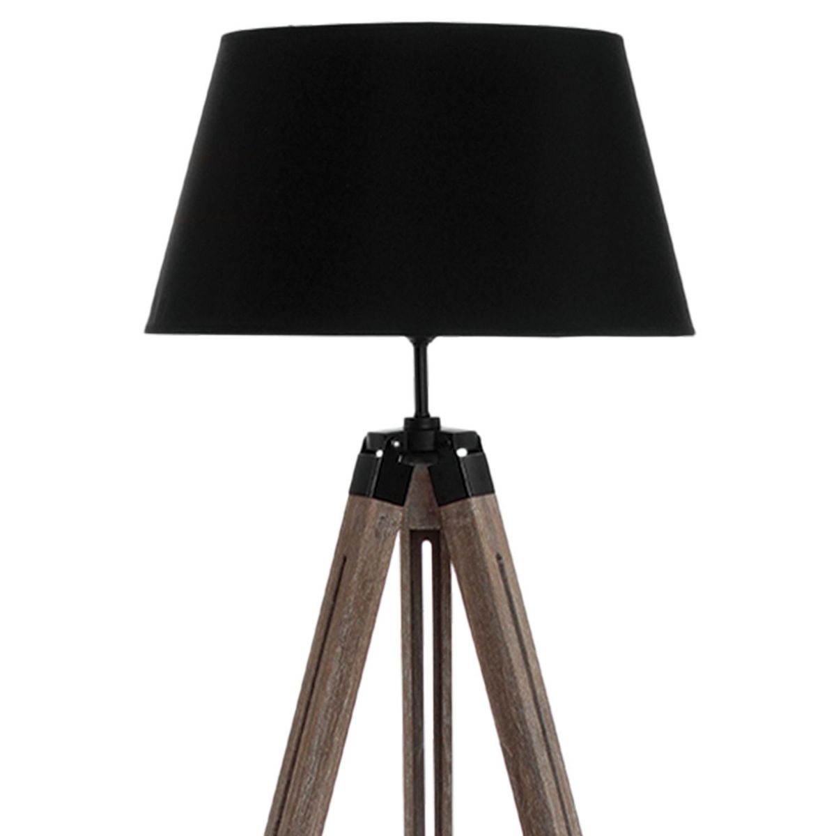 Lampadaire Metal Et Bois 145 Cm Trepied Runo Coloris Noir