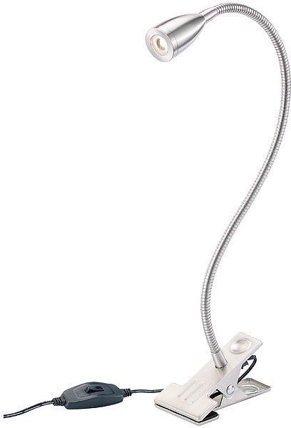 Lampe A Pince - Lunartec - Led 3w - Col De Cygne Flexible - Gris