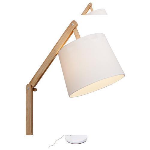 Carlyn Lampadaire 1 Lumiere Bois Clair/tissu Blanc