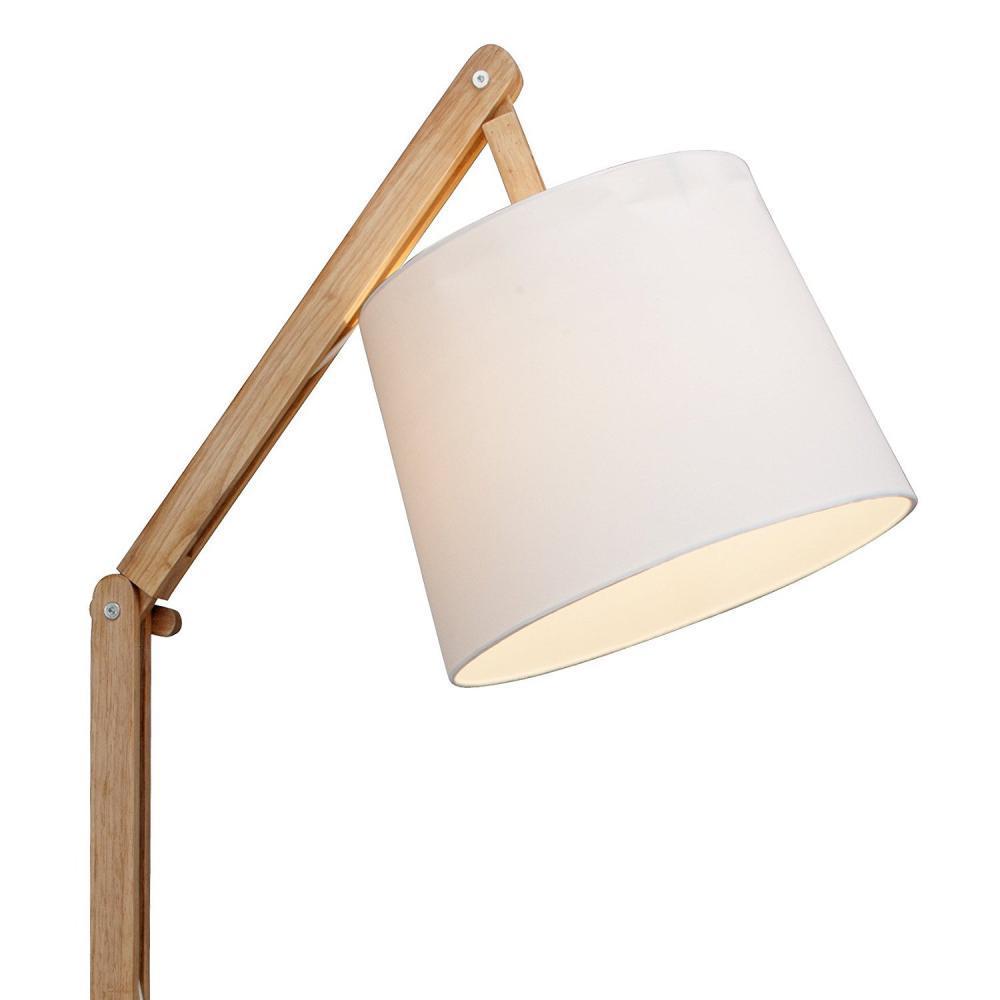 Carlyn Lampadaire 1 Lumiere Bois Clair/tissu Blanc