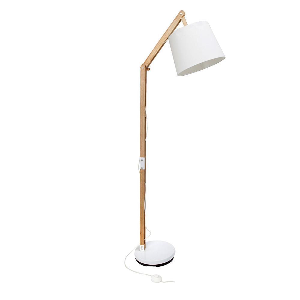 Carlyn Lampadaire 1 Lumiere Bois Clair/tissu Blanc