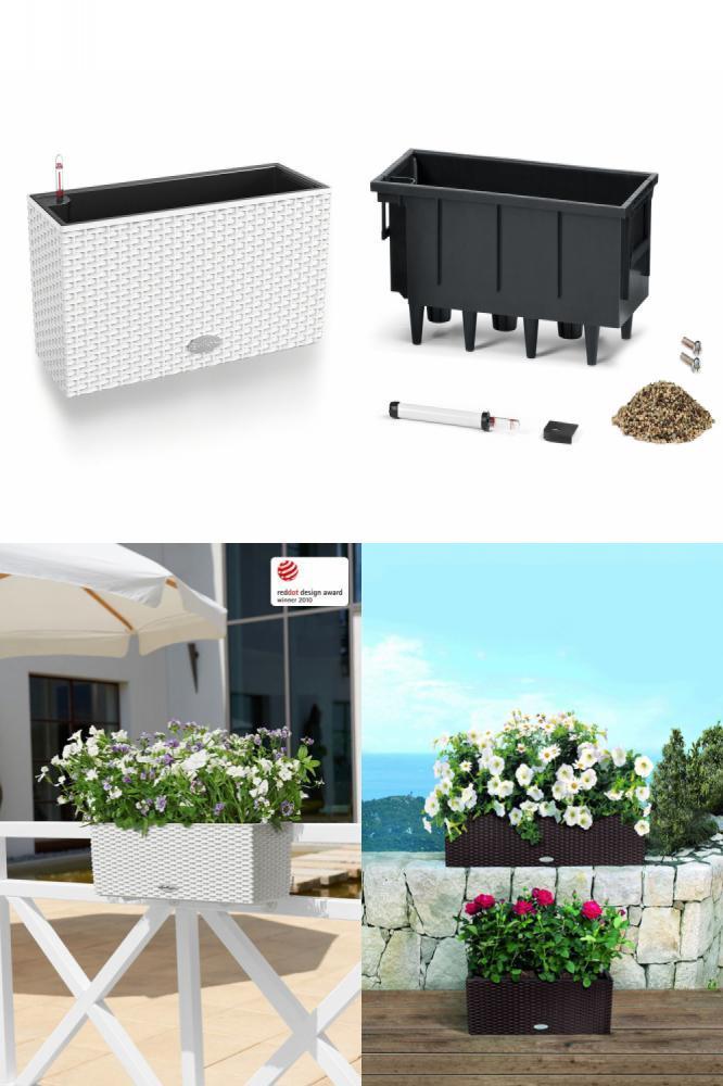 Lechuza Jardiniere Balconera Cottage 50 - Blanc - 44x33 Cm - Avec Reserve Deau