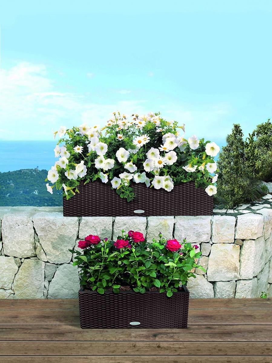 Lechuza Jardiniere Balconera Cottage 50 - Blanc - 44x33 Cm - Avec Reserve Deau