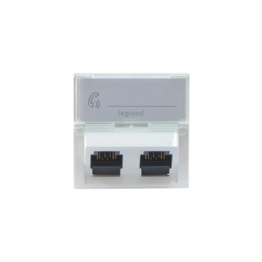 Plastron mosaic 45X45 incline 45° 2 ports RJ45 cat 6 stp