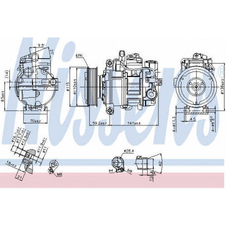 NISSENS Compresseur de climatisation 12V 89384