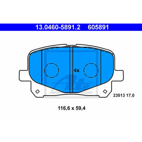 Jeu De Plaquettes De Frein Ate 130460 58912 Avant