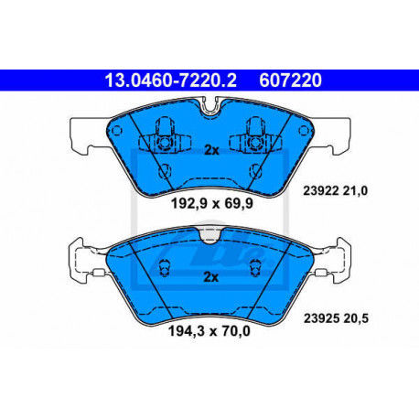 Kit de plaquettes de frein, frein a disque ATE 13.0460-7220.2