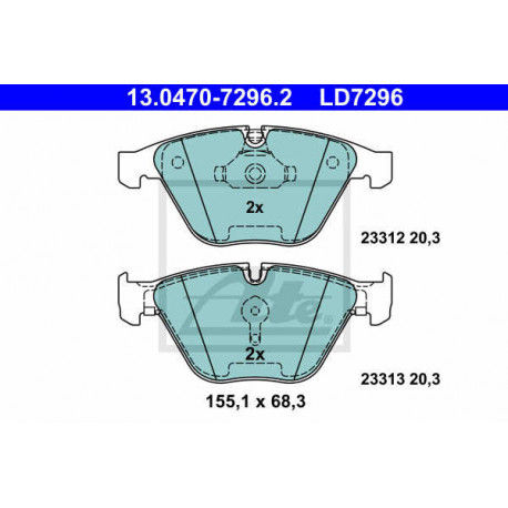 Kit de plaquettes de frein, frein a disque ATE 13.0470-7296.2