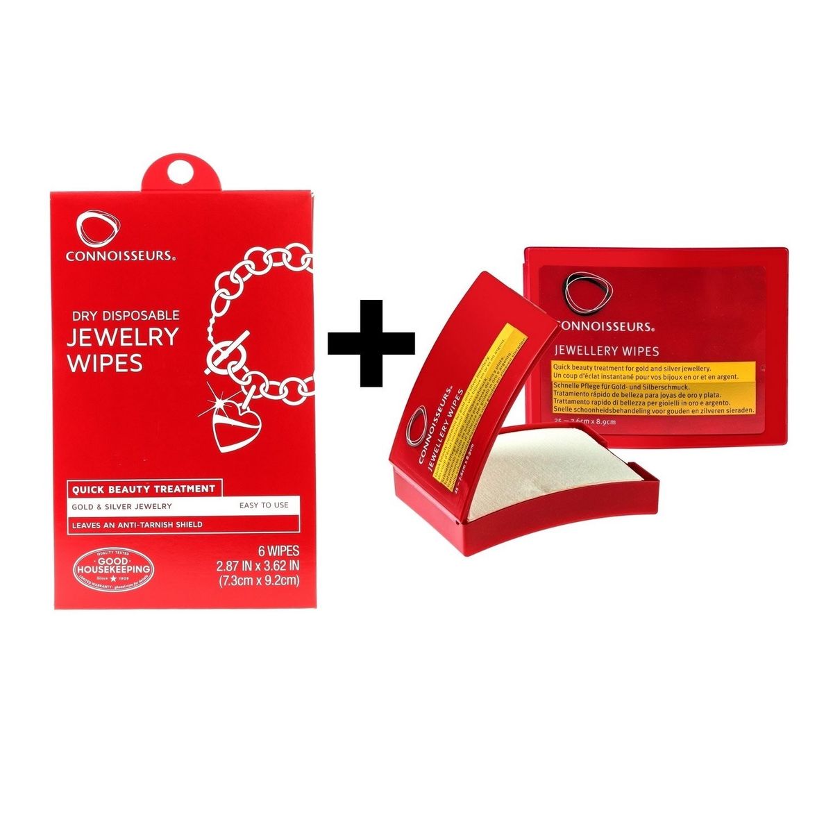 Lingette nettoyante pour bijoux en or et en argent. 25 Lingettes. Connoisseurs